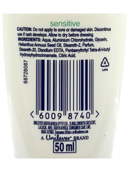 Dove Deodorante Roll-on 50ml - Sensitive - 48h - No Alcool